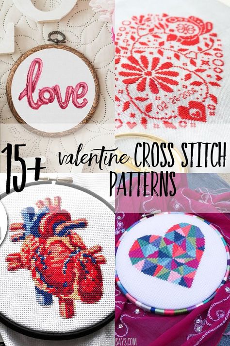 A curated list of modern heart cross stitch patterns! Includes Valentine's Day cross stitch designs with love, hearts, and more cute themes. Free Valentines Cross Stitch Patterns, Valentines Cross Stitch Patterns Free, Valentine Cross Stitch Patterns, Valentines Cross Stitch, Valentine Cross Stitch, Embroidery 101, 123 Stitch, Heart Cross Stitch, Diy Baby Headbands