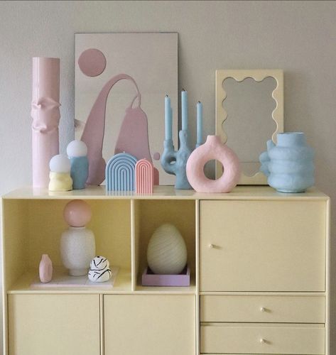 Danish Pastel Entryway, Danish Pastel Floating Shelves, Pastel Scandinavian Interior, Danish Pastel Wall Mural, Danish Pastel Wall Shelves, Danish Pastel Room Artwork, Pastel Office, Meaning Of Colors, Pastel Furniture