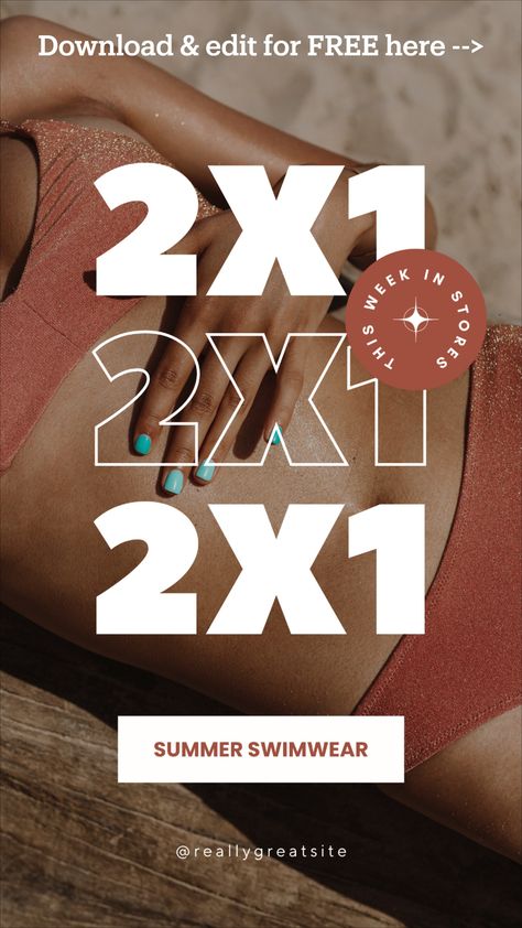 Boost your swimwear sales with this striking red and white minimalist Instagram story template promoting a 2x1 discount. Perfect for grabbing attention and driving engagement, this template is fully editable and free of watermarks. Customize the text and design to fit your brand and download it via the link in the image to access Canva.

#SwimwearSale #DiscountPromo #2x1Sale #InstagramStory #MinimalistDesign #EditableTemplate #FreeDownload #NoWatermarks #FashionPromo #SummerSale #Canva Discount Story Instagram, Photo Instagram Story, Minimalist Instagram Story, Minimalist Instagram, White Minimalist, Summer Swimwear, Instagram Story Template, Swimwear Sale, Story Template