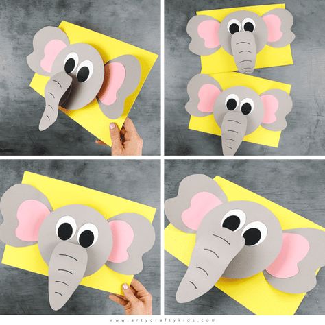 3D Flying Kite Craft | Arty Crafty Kids Paper Elephant Craft, Preschool Crafts Ideas, Paper Animal Crafts, Elephant Craft, Paper Elephant, Craft Paper Design, Kites Craft, Giraffe Crafts, Lion Craft