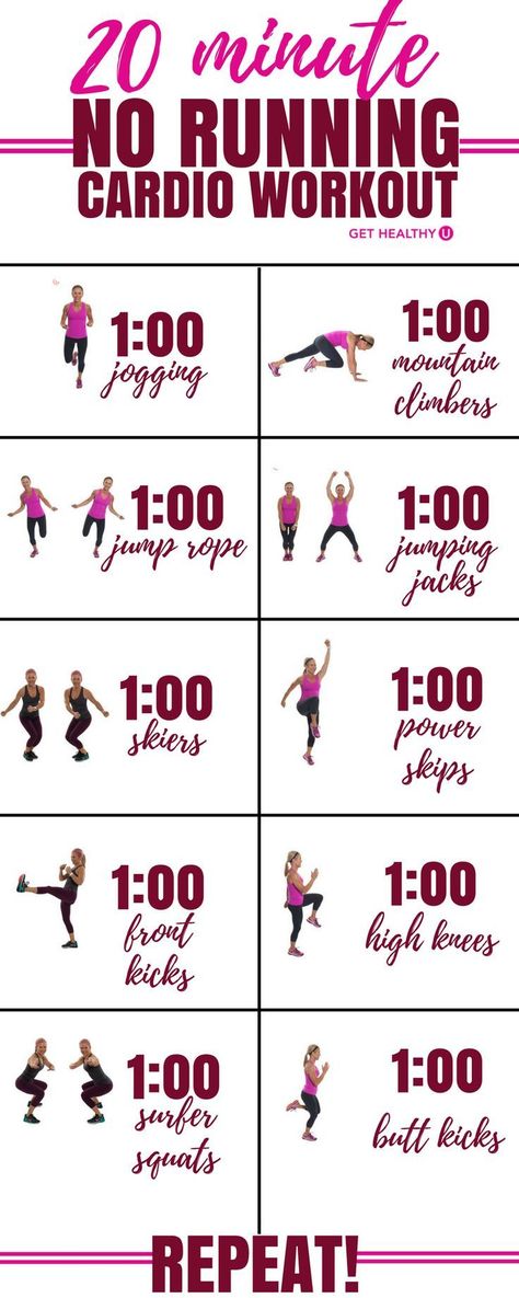 Check out this 20-minute high-intensity calorie burning cardio workout that involves NO running! Win-win! Torch calories and burn fat with this high energy HIIT style workout. Workout Fat Burning, Cardio Yoga, Pilates Workout Routine, Workout For Women, Workout Cardio, Trening Fitness, Cardio Training, Stomach Fat, Fat Loss Workout