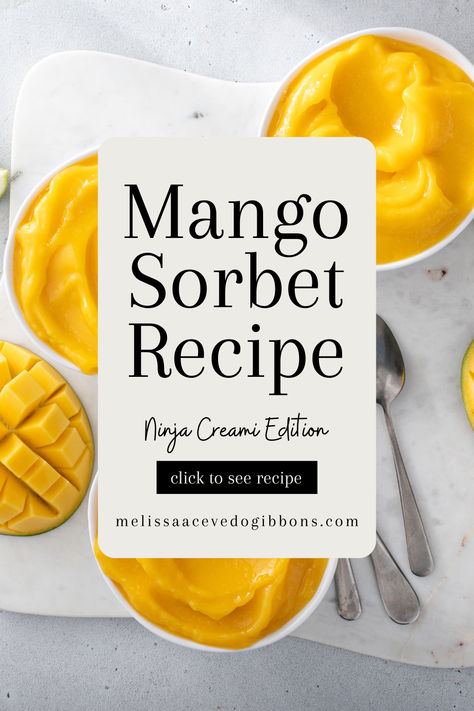 Discover the ultimate summer treat with this simple and delicious mango sorbet recipe using the Ninja Creami. With just a few ingredients and easy steps, you can create a refreshing and creamy dessert that's perfect for hot days. Mango Sorbet Ninja Creami, Ninja Creami Mango, Mango Sorbet Recipe, Ninja Creami Recipe, Sorbet Recipe, Ninja Creami Recipes, Creami Recipes, Mango Sorbet, Sorbet Recipes