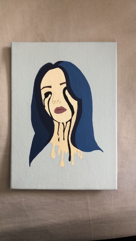 Billie Eilish Abstract Art, Painting Ideas People Easy, Billie Eilish Painting Ideas Easy, Abstract Painting On Small Canvas, Easy Paintings Of People, Painting Ideas Billie Eilish, Billie Eilish Art Painting, Billie Eilish Painting Ideas, Billie Eilish Painting Canvas