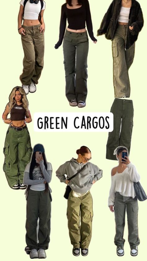 Trendy Cargo Pants Outfit, Cargo Pants Outfit Aesthetic, Cargo Pant Outfits, Cargo Pants Aesthetic, Cargo Pants Outfit Ideas, Cargo Pants Women Outfit, Trendy Cargo Pants, Green Cargo Pants Outfit, Green Cargos