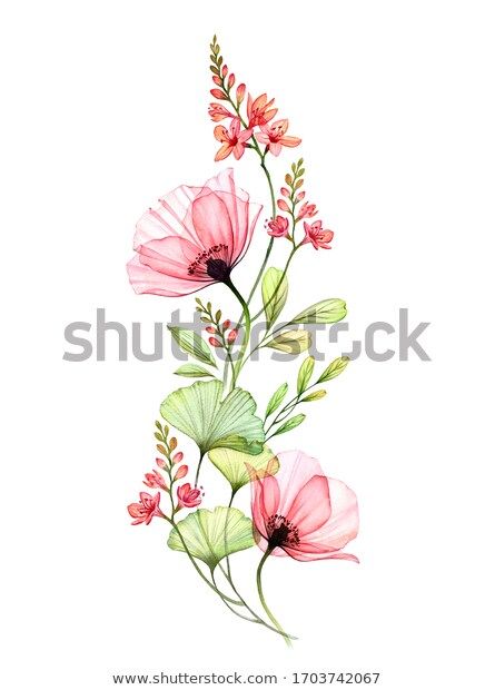 Watercolor Floral Arrangements, Pichwai Pattern, Ray Painting, Monochromatic Flowers, Doodles Ideas, Watercolor Flower Illustration, Abstract Poppies, Whimsical Flower, Botanical Flower Art