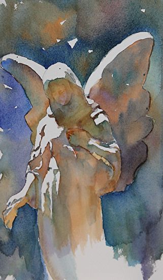 Bronwen Jones - Watch over Me- Watercolor - Painting entry - March 2015 | BoldBrush Painting Competition Tattoos Of Angels, Angels Watercolor, Watercolor Angels, Charles Bibbs, Watercolor Angel, Art Angel, Watercolor Architecture, Painting Competition, Paint Night