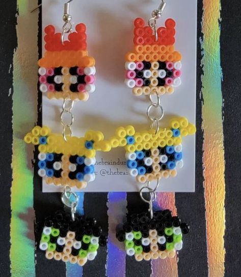 Hama Bead Earrings, Modele Pixel Art, Diy Kandi, Pixel Beads, Perler Ideas, Easy Perler Beads Ideas, Hama Beads Design, Hama Bead, Perler Bead Templates