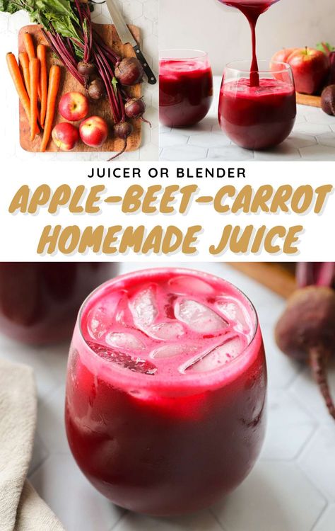 Apple Beet Carrot Juice - Cook At Home Mom Beet Carrot Juice, Carrot Apple Juice, Beetroot Juice Recipe, Apple Juice Recipe, Carrot Juice Recipe, Beet Juice Recipe, Fresh Juice Recipes, Beetroot Juice, Veggie Juice