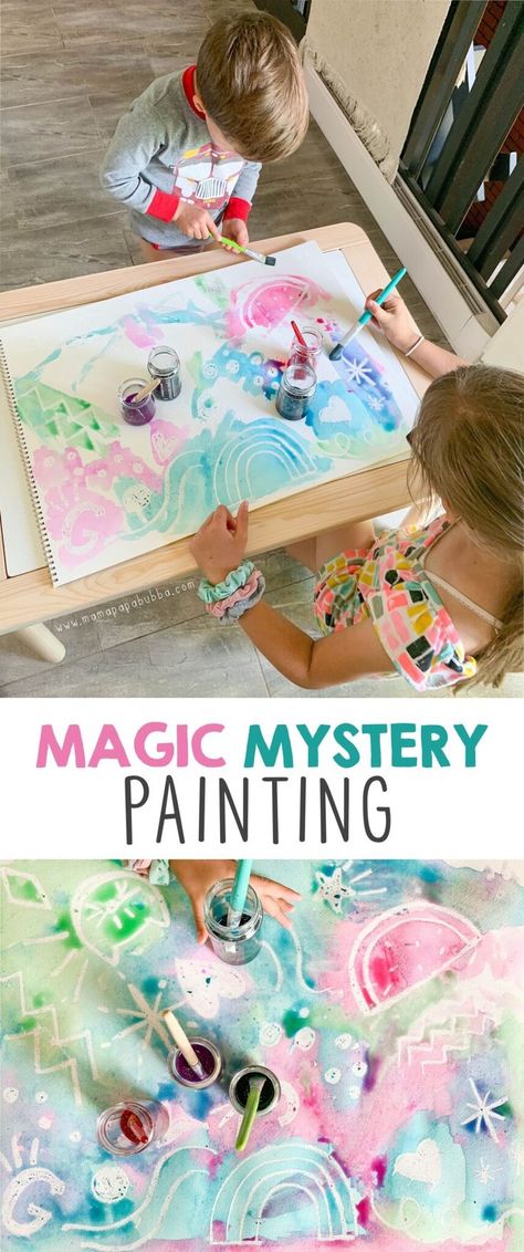 Mystery Painting, Vetenskapliga Experiment, Toddler Arts And Crafts, Painting Activities, Daycare Activities, Toddler Art, Toddler Learning Activities, Toddler Fun, Preschool Art