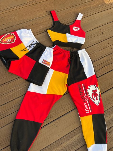 Made in USA Kansas City chiefs Chiefs Crop Top, Kc Chiefs Game Day Outfit, Diy Chiefs Shirts, Kc Chiefs Outfit Ideas Women, Cheifs Superbowl Outfit, Kansas City Chiefs Outfit Woman, Kc Chiefs Clothing, Chiefs Outfit Woman, Kansas City Chiefs Outfit