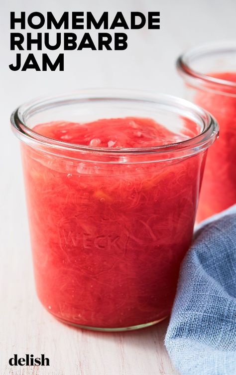 Making Rhubarb Jam Should Be A Top Priority This SpringDelish Rhubarb Freezer Jam, Rhubarb Jam Recipes, Rhubarb Desserts, Chess Pie, Rhubarb Jam, Onion Jam, Freezer Jam, Jam And Jelly, Rhubarb Recipes