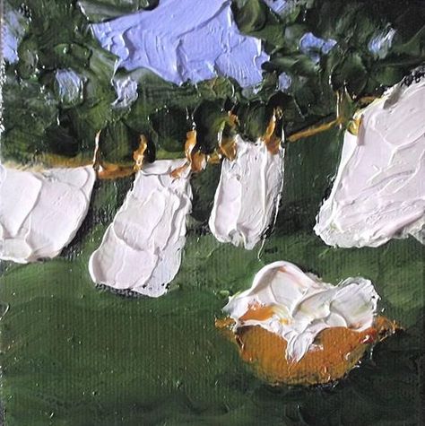 Backyard Clothesline, Clothesline Art, Landscape Backyard, Laundry Art, Black Folk Art, Cottage Painting, Clean Clothes, Impressionist Landscape, Abstract Art Inspiration