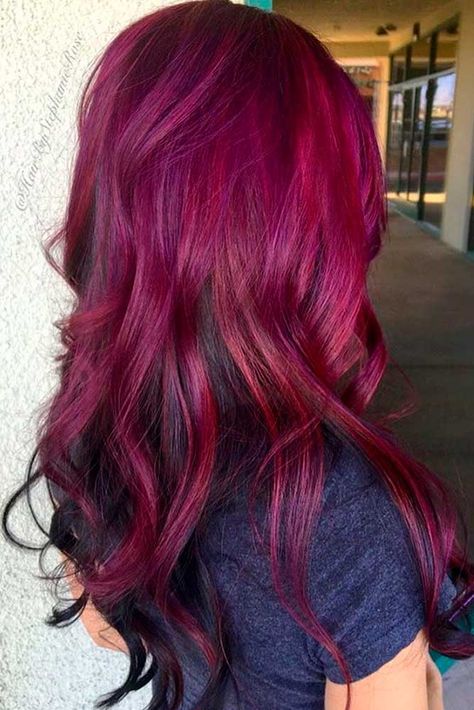 Crazy Hair Color Ideas For Brunettes, Red And Purple Hair, Magenta Hair Colors, Hair Jazz, Red Violet Hair, Violet Hair Colors, Maroon Hair, Hair Colorful, Magenta Hair