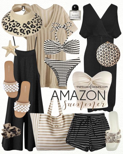 Vacation Outfit and Resortwear finds! Travel beach summer outfit, bikini, swimsuit coverup, romper, overalls jumpsuit, shorts, leopard sun hat, beach bag, canvas tote, beaded sandals Pool Vacation Outfits, Baecation Outfits, Romper Overalls, Overalls Jumpsuit, Jumpsuit Shorts, Pool Vacation, Beaded Sandals, Rattan Bag, Vacation Outfit