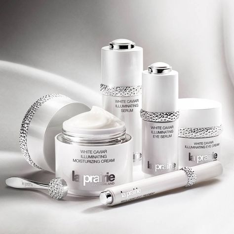 La Prairie The White Caviar Collection La Prairie Skincare, Luxury Skincare Packaging, Eye Lift Cream, Eyelash Extensions Aftercare, Alat Makeup, Cosmetic Packaging Design, Skincare Packaging, La Prairie, Beauty Gadgets