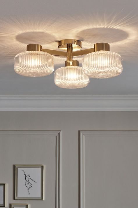 Clear Lexington 3 Light Flush Ceiling Light Fitting