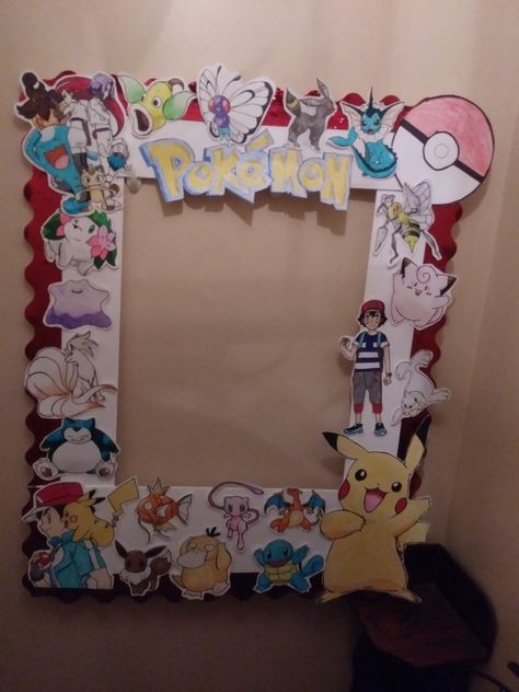 Pokemon Photo Props, Pokemon Photo Booth, Shower 2023, Party Photo Frame, Pokemon Room, Pokémon Party, Pokemon Photo, Pokemon Diy, Photo Booth Prop