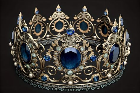 Photo a precious crown with sapphires a ... | Premium Photo #Freepik #photo #crown-3d #king-crown #prince-crown #queen-crown Royal Crowns King, Royal Decorations, Crown Queen, Prince Crown, Tiaras Jewellery, Royal Crowns, King Crown, Queen Crown, Tiaras And Crowns