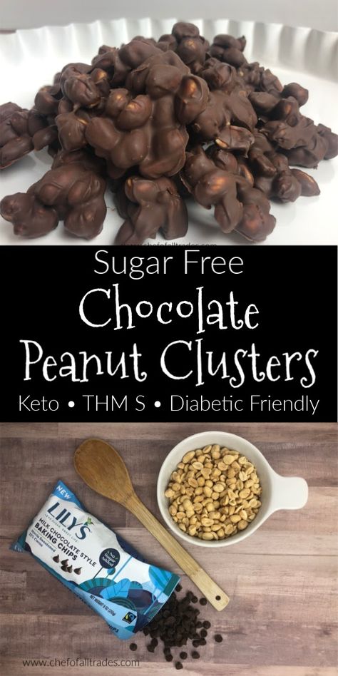 Chocolate Peanut Clusters, Peanut Clusters, Sugar Free Baking, Sugar Free Recipes Desserts, Sugar Free Treats, Sugar Free Sweets, Keto Candy, Sugar Free Candy, Sugar Free Cookies