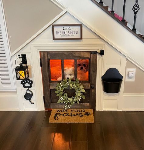 Stairwell Dog Room, Under The Stair Dog House, In Wall Dog House, Hidden Dog Room, Dog Home Indoor, Closet Dog House, Under Steps Dog Room, Dog House Inside Home, Dog House In Closet