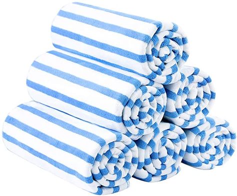 Amazon.com: JML Microfiber Beach Towels, Quick Dry Towel Set (6Pack, 27" x 55") - Cabana Stripe - Multi Purpose Microfiber Towels for Pool, Bath, Sport, Yoga, Camping, Swimming, Blue: Home & Kitchen Striped Bath Towels, Microfiber Bath Towels, Camping Towel, Striped Beach Towel, Swim Towel, Linen Store, Sport Towel, Spa Towels, Shower Towel