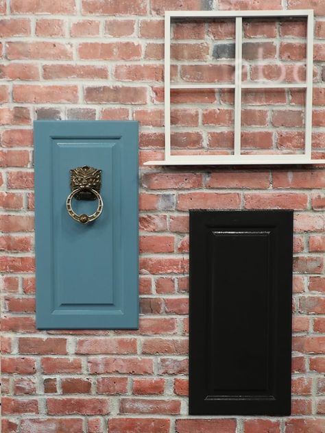 Orange Brick House Door Colors, Orange Brick Blue Door, Front Door Color Red Brick House, Brick House Colors, Honeycomb House, Red Brick Exteriors, Front Door Inspiration, Door Colour, Painted Houses