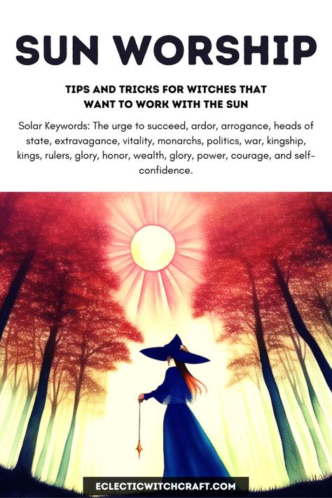 Are you a new witch looking to do some magick with the sun? Check out this blog post for tips on how to get started! You'll learn about the sun's correspondences and how to use its energy for spells & rituals. Modern pagans & baby witches can benefit from the sun's power! Solar correspondences for magick include: yellow clothing, sunflowers, maize, orange trees, olives, peonies, the lion, the eagle, phoenixes, peacocks and so much more. Dive in and learn all about this old-school pagan practice. Taurus North Node, Leo Witch, Solar Magic, Solar Witch, Sun Witch, Baby Witch Tips, Witch Research, Altar Setup, Drawing Down The Moon