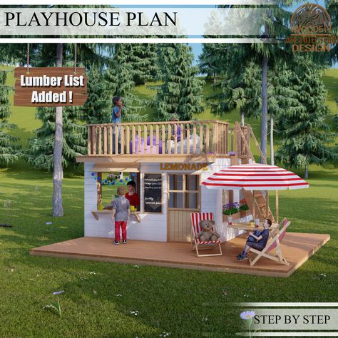 Kids Playhouse Plans, Playhouse Plan, Kids Clubhouse, Wood Playhouse, Clubhouse Design, Store Plan, Playhouse Plans, Kids Garden, Kids Playhouse