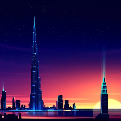 Dubai Burj Khalifa Minimalist In 2932x2932 Resolution Wood Illustration, New Retro Wave, Smartphone Wallpaper, Futuristic City, City Wallpaper, Minimalist Wallpaper, City Aesthetic, Burj Khalifa, Cellphone Wallpaper