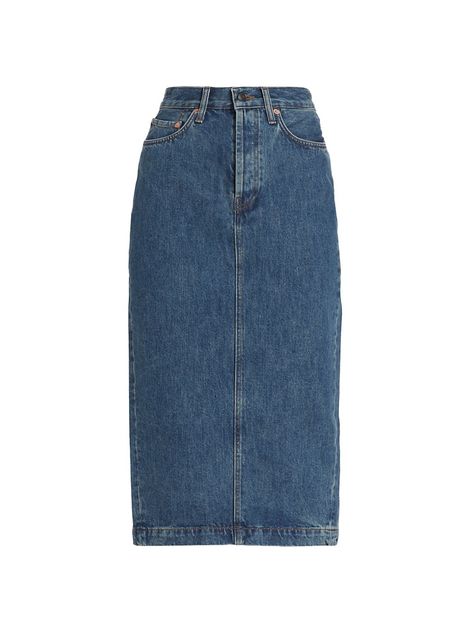 Jean Midi Skirt, Capsule Wardrobe Pieces, Jean Skirt Outfits, Denim Street Style, Wardrobe Nyc, 80 Fashion, Latest Skirts, Spring Capsule Wardrobe, Skirt Trends