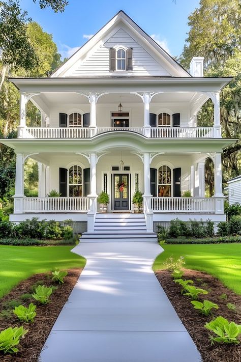 Nantucket Style Homes Exterior, Southern Colonial Homes, Southern Traditional Home, Old Southern Homes, Nantucket Style Homes, Southern Colonial, British Cottage, Southern Mansions, Victorian House Plans