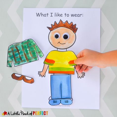 About Me: What I Like to Wear Craft and Free Template for Back to School. Kids can decorate 1 of 4 templates in their favorite clothes to display their personal style for all to see and get to know them. #kohls #firstdayeveryday (Back to School, Clothes, Preschool, Kindergarten, Free Printable) Clothing Games For Preschoolers, Clothes Activities For Kindergarten, Clothes Arts And Crafts For Preschool, Clothing Activity For Preschool, Clothes Art And Craft For Preschool, Clothes Activity For Preschool, Clothing Activities For Preschool Free Printables, Clothing Crafts For Kids, Preschool Clothing Unit