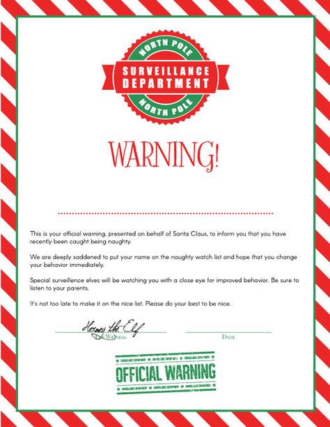 Printable Letters From Santa | Your kids will love getting these Christmas printables. Included is a nice list certificate, an editable letter from Santa, a naughty letter warning and an envelope from Santa. #christmas #kids #santaclaus #kidschristmas #nicelist #printables #printablesforkids #simpleeverydaymom #christmasfun Elf On The Shelf Clean Your Room Letter, Elf Warning Letter, Naught List Letter From Santa, Elf On The Shelf Letter From Santa, Elf On The Shelf Warning Letter, Santa Cam Letter Printable Free, Elf Warning Letter Free Printable, Santa Evidence Ideas, Santa Warning Letter Free Printable