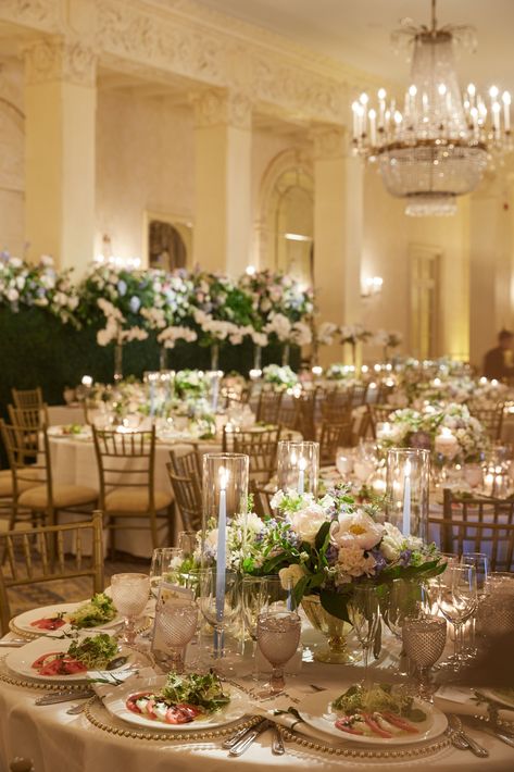 Ballroom wedding reception with floral + candlelit tablescape at Westchester Country Club in Rye, New York. Brought to life by Florist- Hana Floral Design, Planner- Stella Day Events and Photographer- Christian Oth Studio. Ballroom Wedding Reception Romantic, Westchester Country Club Wedding, Country Club Wedding Reception Decor, Ballroom Wedding Centerpieces, Romantic Ballroom Wedding, Ballroom Reception Decor, Ballroom Wedding Decoration, Banquet Aesthetic, Candlelit Tablescape