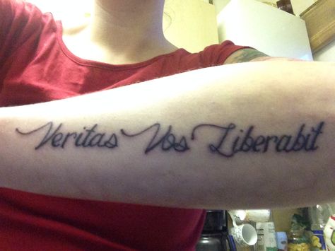 Veritas vos liberabit  The truth shall set you free Veritas Vos Liberabit Tattoo, Set You Free, The Truth, Tatting, Tattoo Quotes, Tattoos