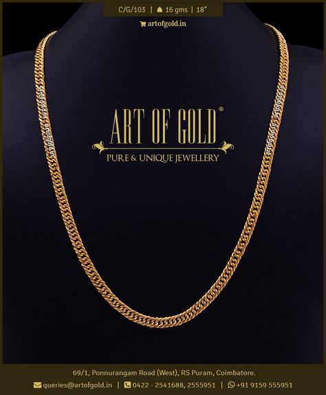 #Gents #Chain - Flat Type Gents Chains Gold, Gents Chain Design Gold, Gents Gold Chain Designs, Gents Gold Chain, Antique Gold Jewelry Indian, Type Art, Gold Chain Design, Antique Gold Jewelry, Jewelry Indian