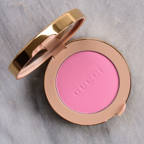 Gucci Beauty True Pink (07) Luminous Matte Blush ($49.00 for 0.19 oz.) is a light, cotton candy pink with very strong, cool blue undertones and a satin finish. Semi-opaque, buildable pigmentation Finely-milled, silky-smooth without being powdery Applied evenly and blended out very easily Long-wearing (8 hours before fading noticeably) Brown Blush, Gucci Beauty, Sunset Hair, Food Artwork, Matte Blush, Rosy Brown, Bite Beauty, Cool Undertones, Pink Cotton Candy