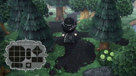 🌱Animal Crossing Design Codes🌿 on Instagram: “🕷️🖤Stunning Black Cobblestone Path from @hedgewicked_ 🕷️🖤  Creator/s: @hedgewicked_ @hedgewicked on Twitter - - - - - 🍑Follow…” Acnh Spooky Island, Dark Cobblestone, Animal Crossing Design Codes, Animal Crossing Design, Acnh Path, Cobblestone Path, Ac Codes, Acnh Paths, Motif Acnl