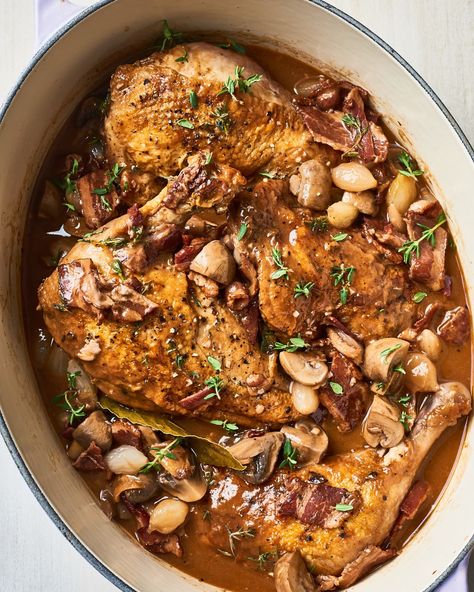 French Recipes Authentic, Coq Au Vin Recipe, Julia Childs, Julia Child Recipes, Fine Cooking, Holiday Dinners, French Dishes, Onion Recipes, French Cooking