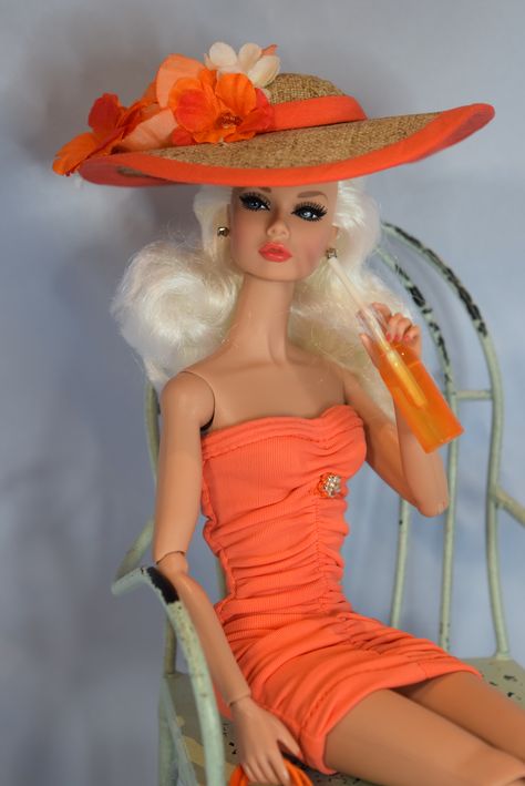 Orange Crush - Shh Doll Works Orange Barbie, Orange Aesthetics, Orange Splash, Barbie Hat, Secret Closet, Doll Hats, Pose Dolls, Barbie Outfits, Fashion Barbie