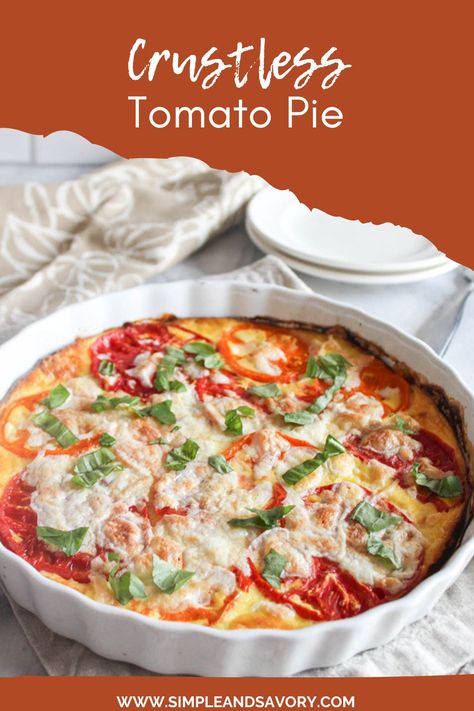 Crustless Tomato Pie, Healthy Pie Recipes, Tomato Pie Recipe, Boiled Egg Diet Plan, Tomato Pie, Boiled Egg Diet, Low Carb Sides, Low Carb Diet Recipes, Tomato Recipes