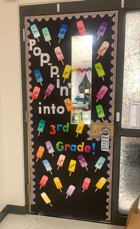 Paint Swatch Bulletin Board, Popsicle Door Decorations Classroom, Ice Cream Truck Classroom Door, Ice Cream Cone Classroom Door Decoration, Popsicle Bulletin Board, Anything Is Popsicle Classroom Door, Ice Cream Classroom Theme Bulletin Boards, Door Crafts, Class Theme