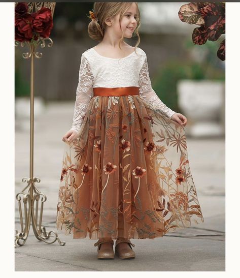 Flower Girl Fall Wedding, Rust Flower Girl Dress, Fall Wedding Flower Girl, Fall Wedding Ring, Fall Flower Girl Dresses, Wedding Ring Bearer Outfit, Rustic Flower Girl Dress, Flower Girl Outfit, Poofy Dress