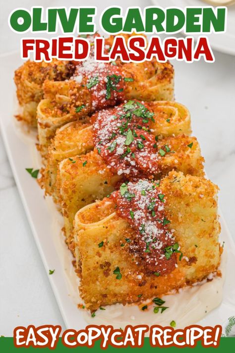 Olive Garden Stuffed Mushrooms, Olive Garden Lasagna, Fried Lasagna, Vegetarian Alfredo, Lasagna Rolls Recipe, Olive Garden Recipes, Cheesy Appetizer, Christmas Side Dishes, Lasagna Ingredients