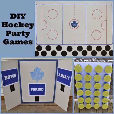 DIY Hockey Party Games - easy, inexpensive and sure to score big points with party guests. Hockey Birthday Party Ideas, Hockey Party Ideas, Easy Birthday Party Games, Hockey Birthday Party, Hockey Birthday Parties, Hockey Crafts, Projects Science, Hockey Tournament, Dinner Party Games