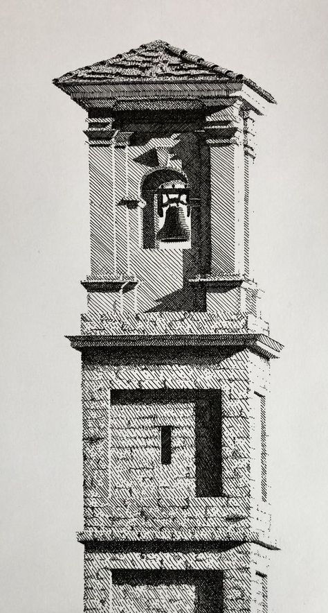 Pen and Ink Drawings | Tuscany Bell Tower, 4” x 10”, Pigma Micron pens (003, 005, 1) on Canson "The Wall" paper | Facebook Micron Pen Drawing, Micron Drawing, Pen Sketching, Micron Pen Art, Drawings Inspo, Pen And Ink Drawings, Micron Pens, Micron Pen, Architecture Life