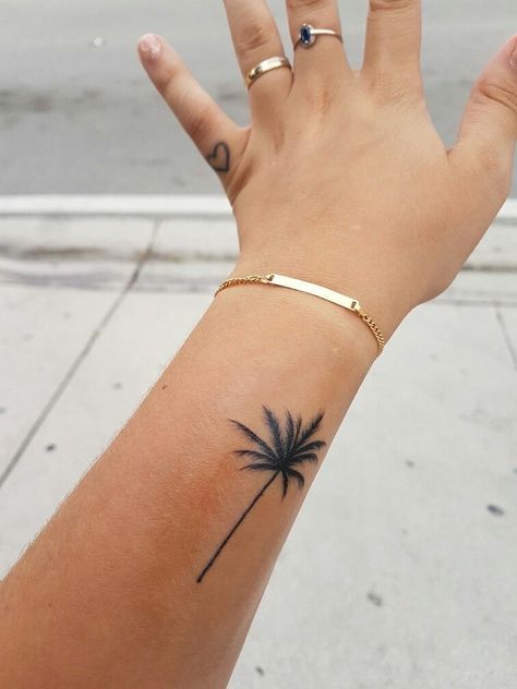 Tree Tattoo Wrist, Palm Tree Tattoos, Tree Tattoo Ankle, Palm Tree Tattoo Ankle, Wrist Tatoo, Tree Tattoo Arm, Tattoo Tree, Palm Tattoos, Tattoo Wrist