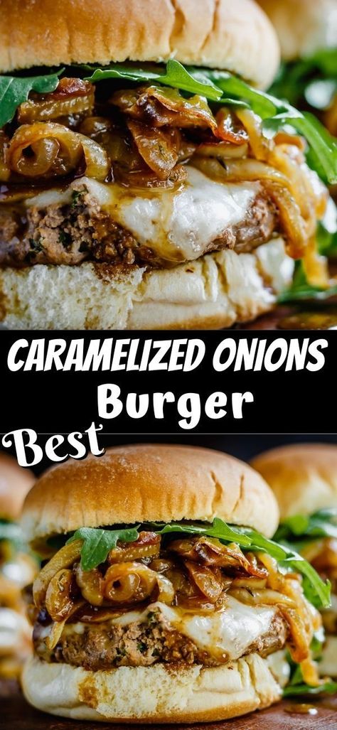 Juicy Hamburger Recipe, Grilled Hamburger Recipes, Burger Recipes Seasoning, Onion Burger Recipe, Hamburger Sauce, Burger Sauces Recipe, Caramelized Onions Recipe, Juicy Hamburgers, Hamburgers Grilled