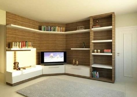 Corner Tv Cabinets, Tv Unit Furniture Design, Snug Room, Corner Tv Unit, Modern Tv Wall Units, Tv Unit Decor, Living Room Wall Units, Wood Bed Design, Tv Unit Interior Design