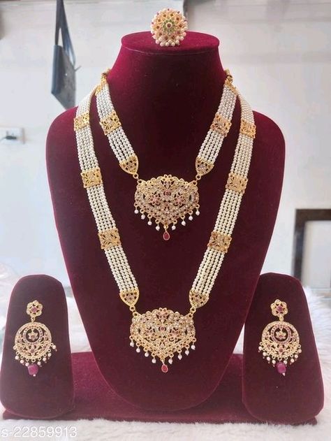 Jadau Rani Haar, Pearl Rani Haar, Silver Jwellary, Rani Haar Gold, Bridal Jewelry Bracelets, Hyderabadi Jewelry, Wedding Jewellery Designs, Jadau Jewellery, Bridal Jewelry Sets Brides